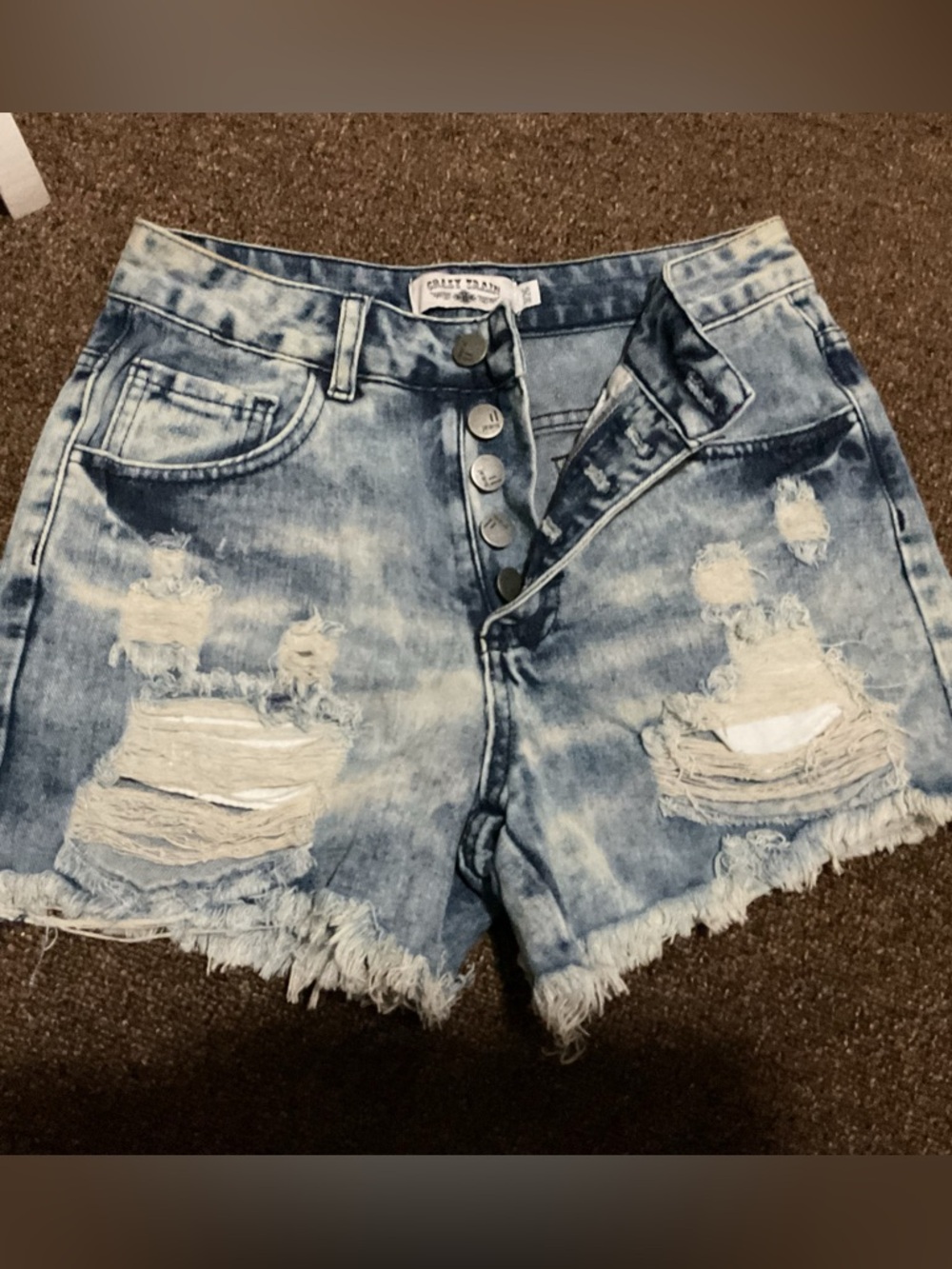 Crazy Train Distressed Frayed Denim Jean Shorts 3/26